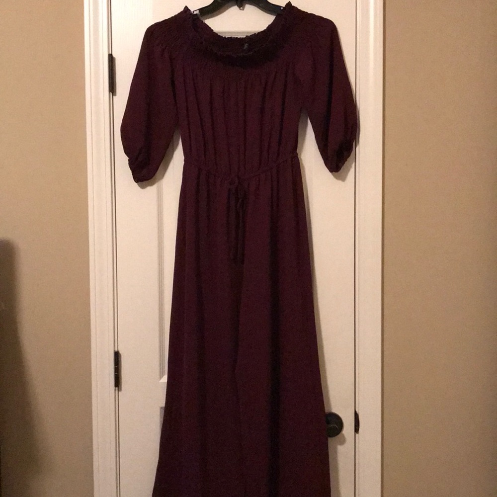 Burgundy off the shoulder jumpsuit SZ S